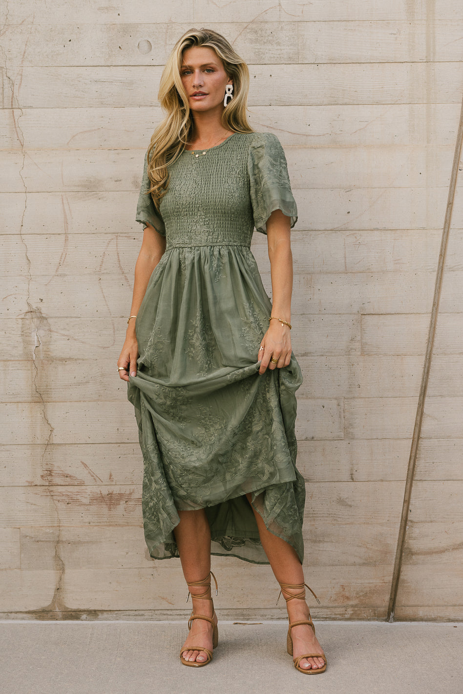 Alora Embroidered Dress in Sage Alora Embroidered Dress in Sage