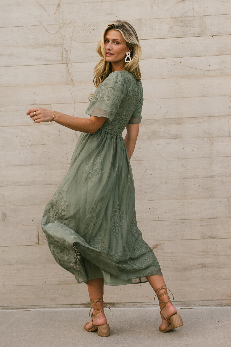 Alora Embroidered Dress in Sage Alora Embroidered Dress in Sage