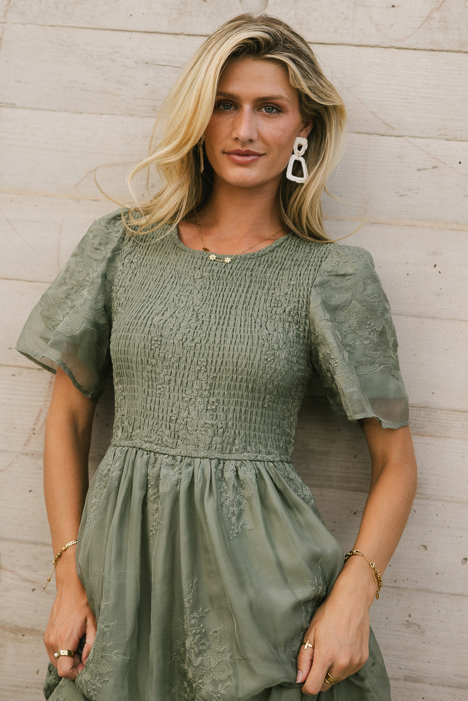 Alora Embroidered Dress in Sage Alora Embroidered Dress in Sage