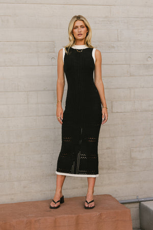 Xavia Knit Maxi Dress in Black