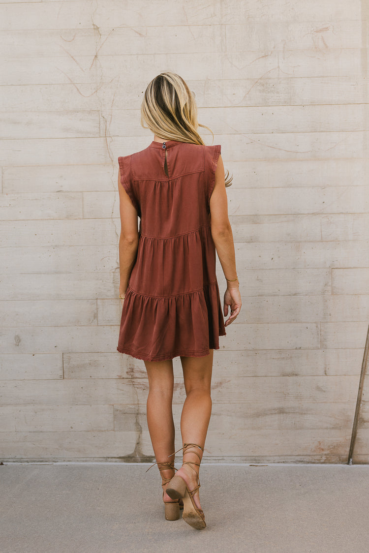 keyhole mini dress in brick