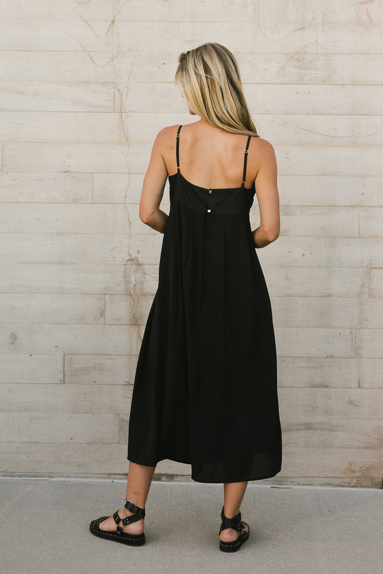 black midi dress with buttons