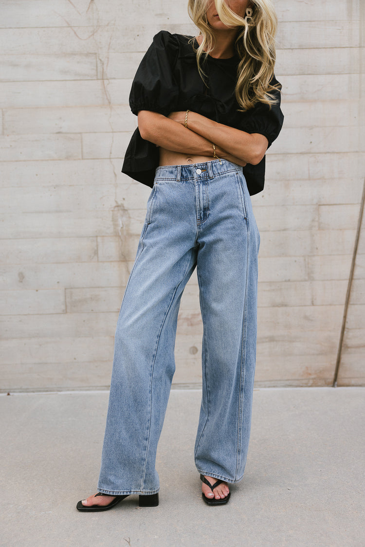 wide leg denim jeans