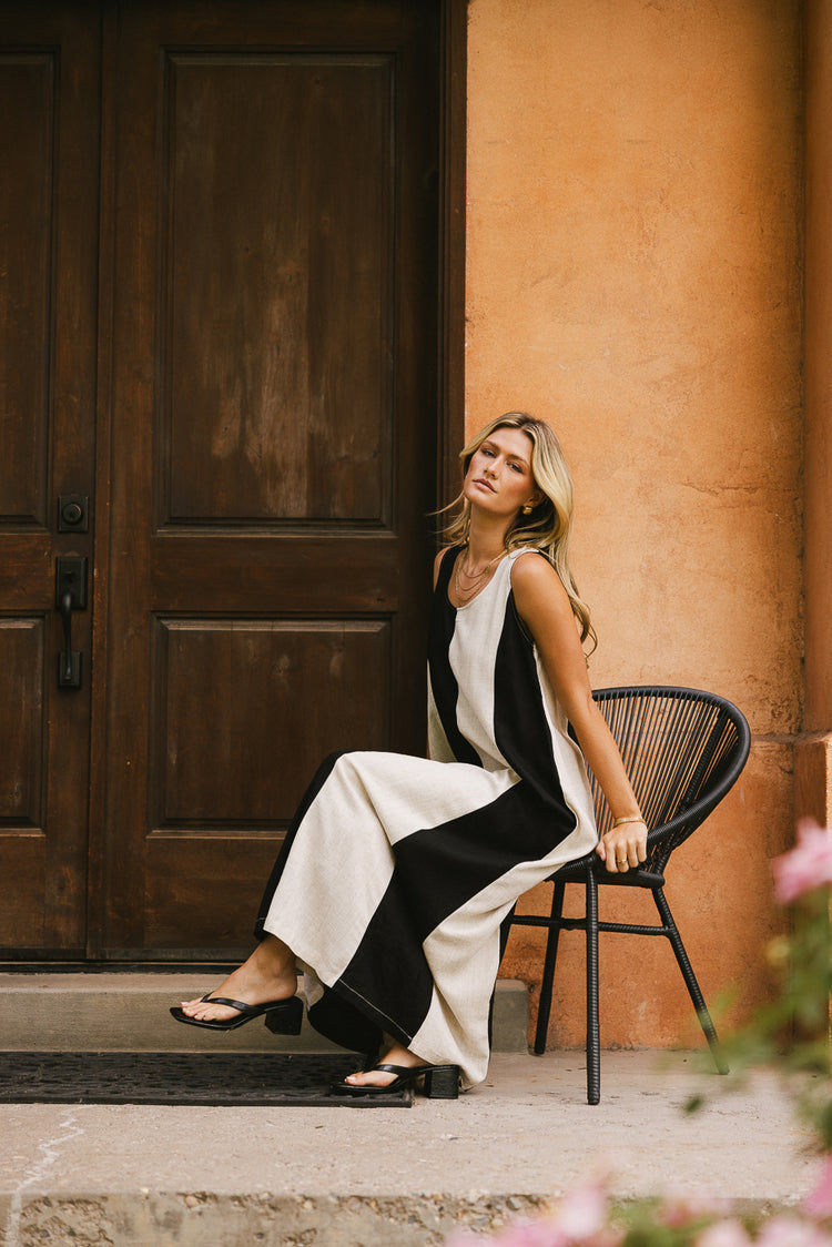 linen striped dress