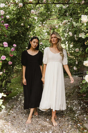 Midi long dress in natural 