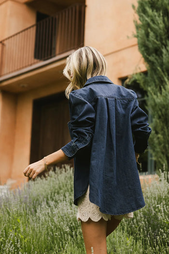 Plain color denim jacket 