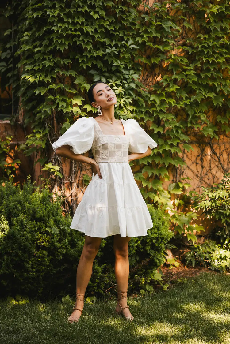 Puff sleeves dress in white 