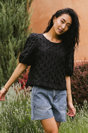 Beverly Textured Blouse in Black