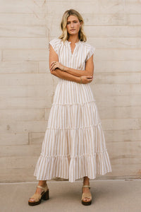 Striped maxi dress in Taupe 