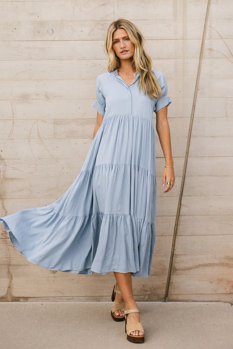 Tiered dress in blue 