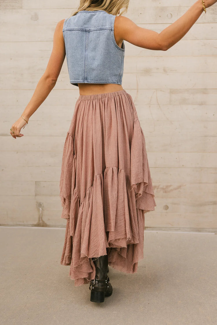 Elastic waist skirt in mauve 