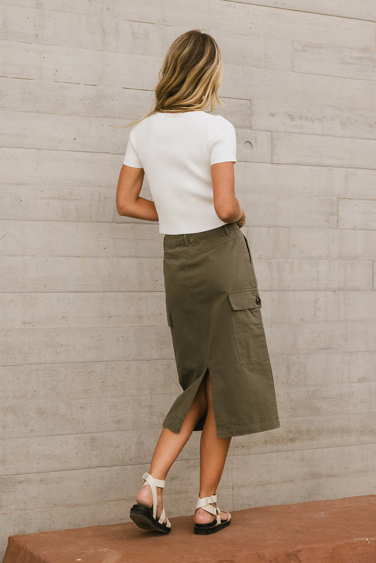 Midi skirt in olive 