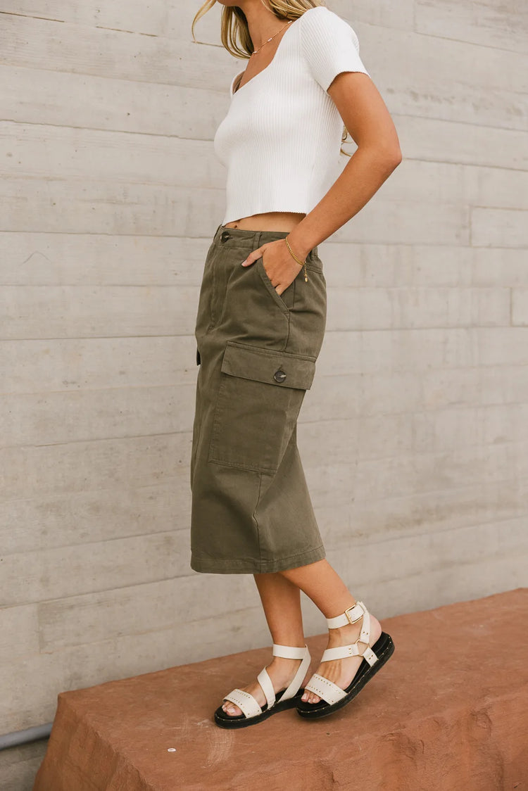 Olive midi skirt 