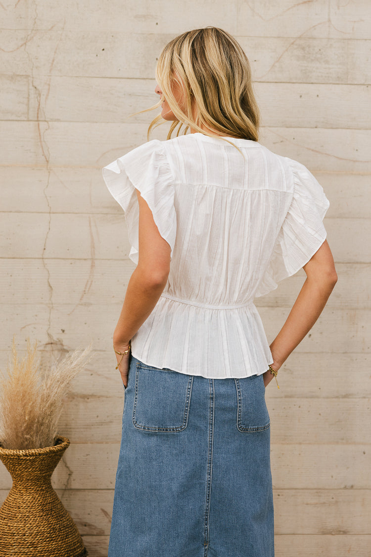 flutter sleeve blouse in white