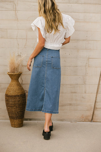 denim skirt with slit