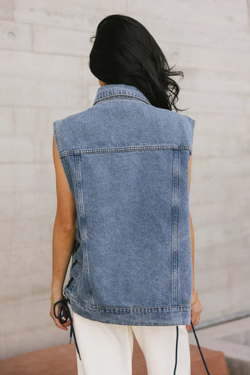 Plain color denim vest 