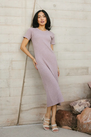 Emmie Ribbed Midi Dress in Lavender - FINAL SALE