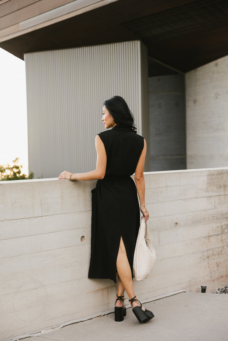 black midi dress with slit