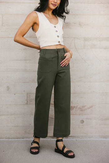 High rise pants in olive 