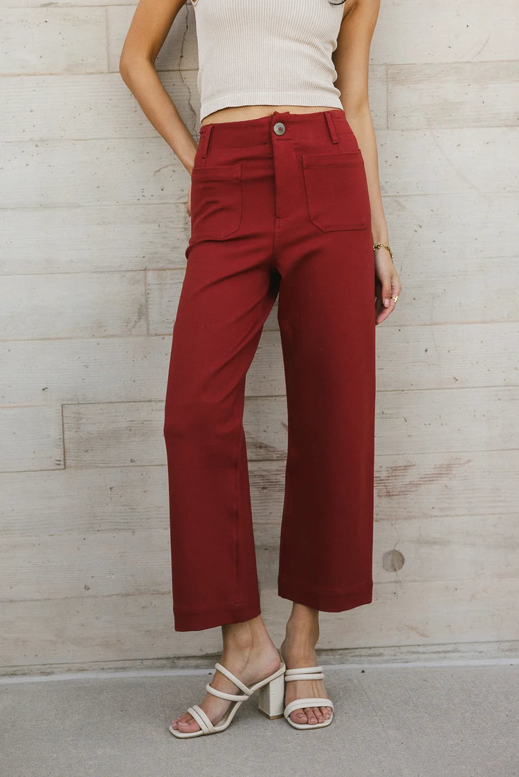 Wide legs pants in brick 