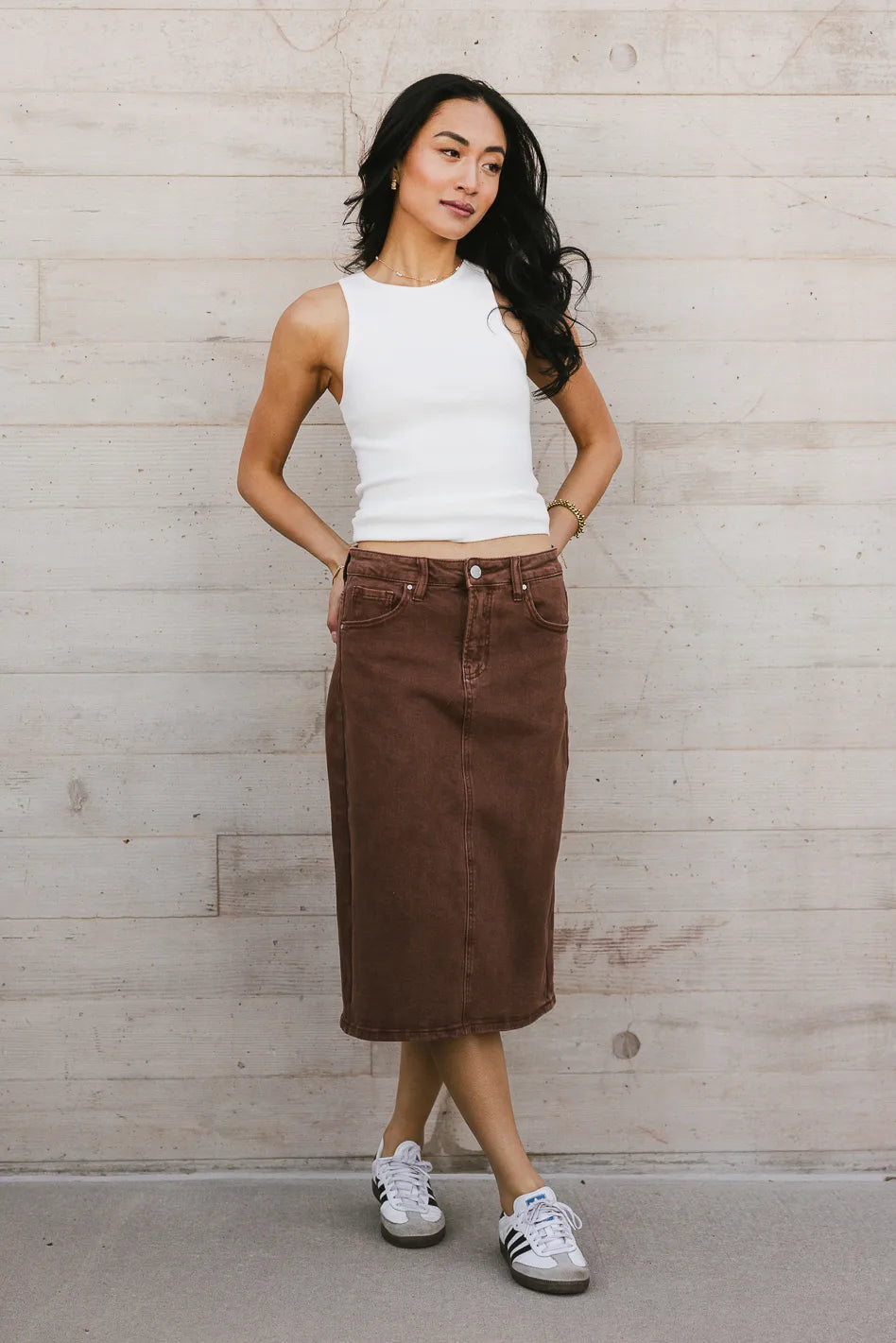 Jordan Denim Skirt in Brown1