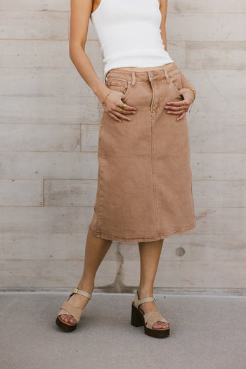Midi skirt in tan 