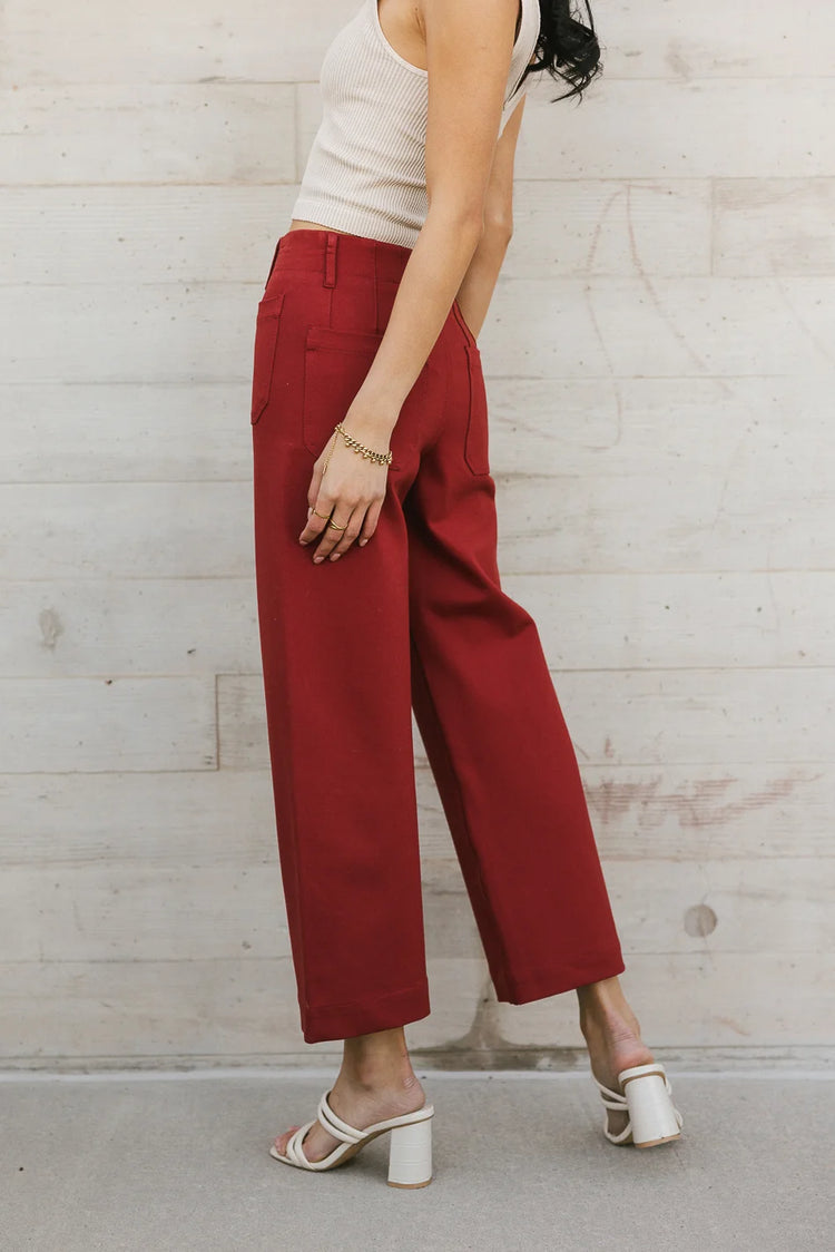 Plain color pants in brick 