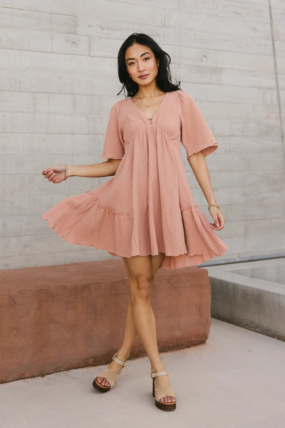 open lace back dress Slow It Down Mini Dress in Terracotta