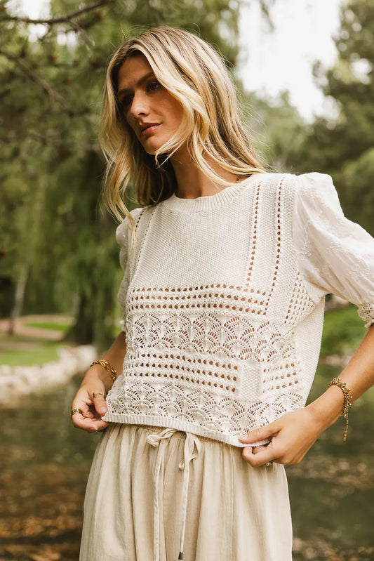 Knit top in cream 