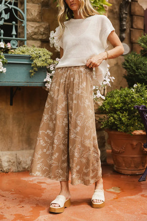 Tallulah Floral Pants in Mocha - FINAL SALE