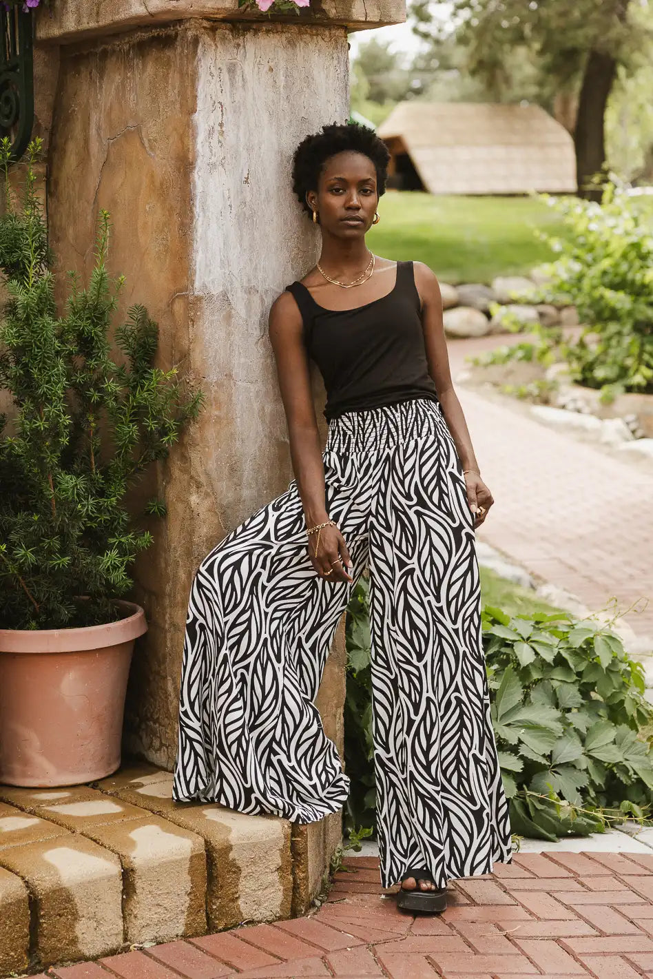 Wide leg pants in black 