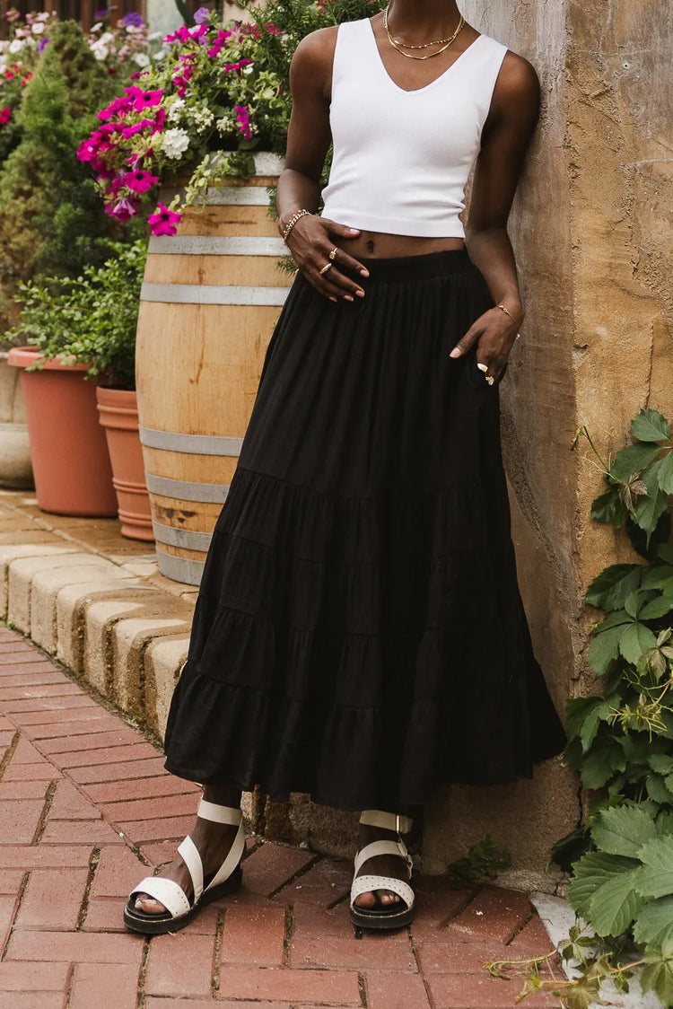 Tiered skirt in black 