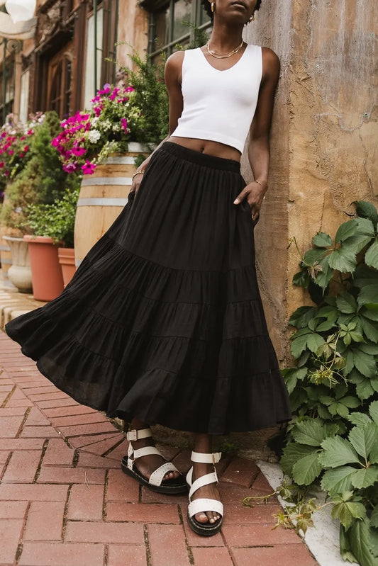 Two hand pockets skirt in black 