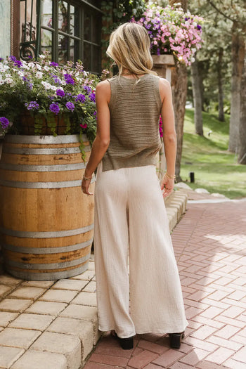 Plain color pants in natural 