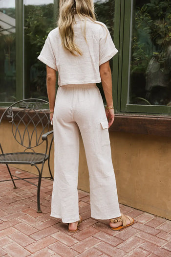 Plain color pants in cream 