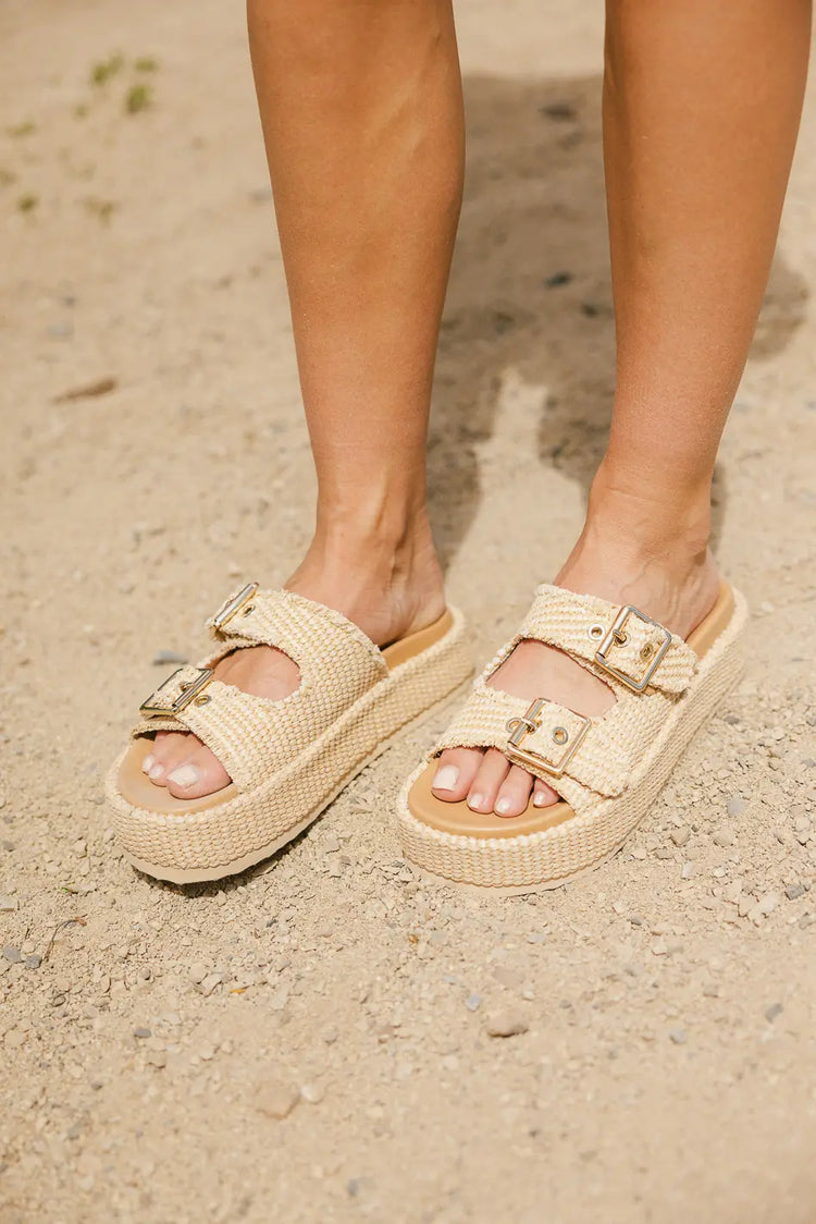 Two buckles sandals in beige 