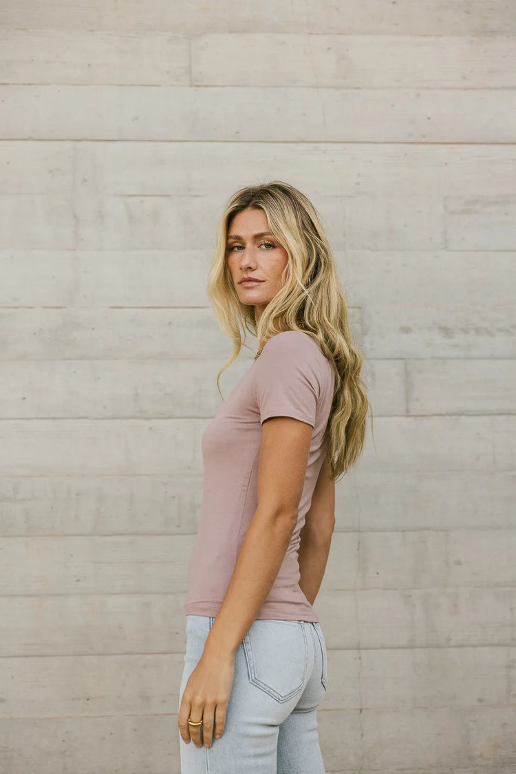 Short sleeves top in mauve 
