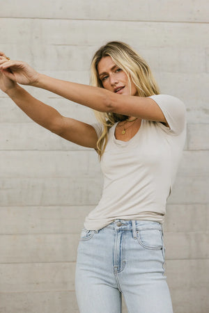 Scoop Neck Tee in Grey - FINAL SALE