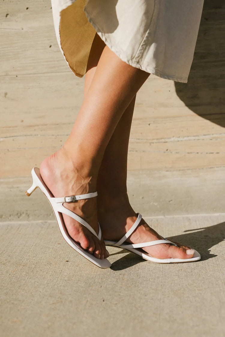 Adjustable straps white heel 