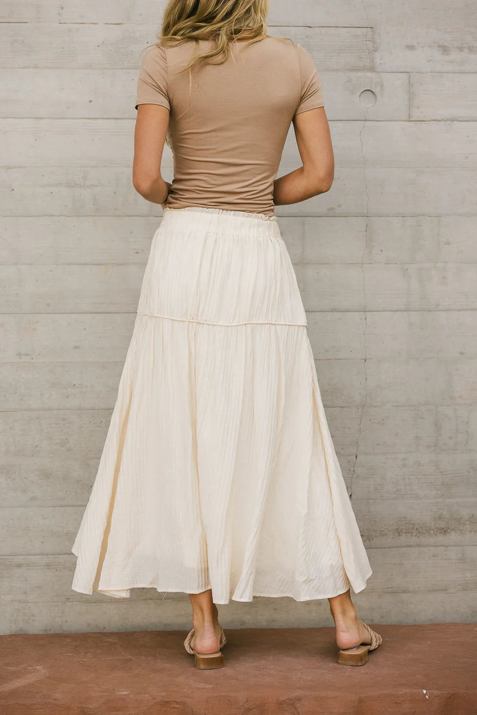 Phillipa Pleated Maxi Skirt in Cream bohme