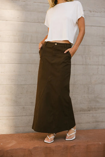 Maxi brown denim skirts 