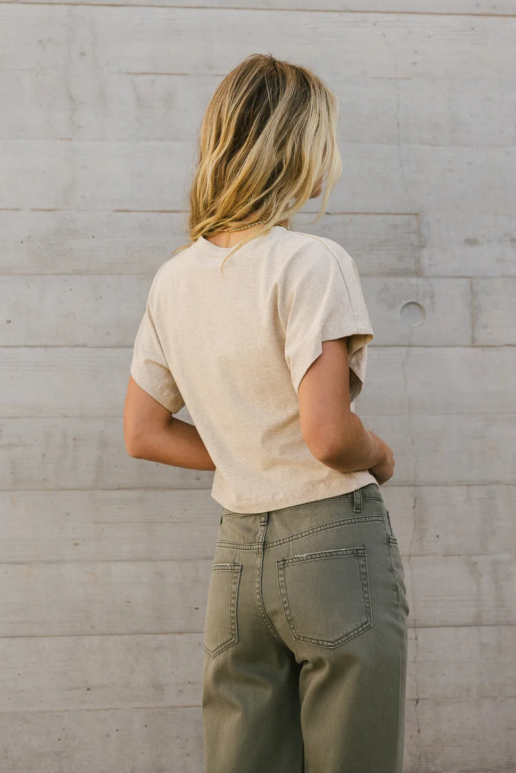 Plain color crop top in oatmeal 