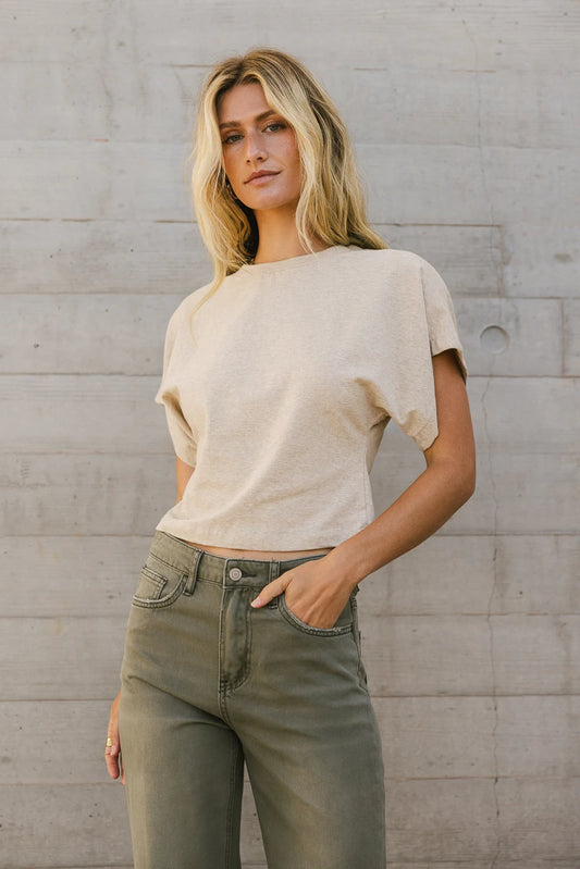 Basic crop top in oatmeal 