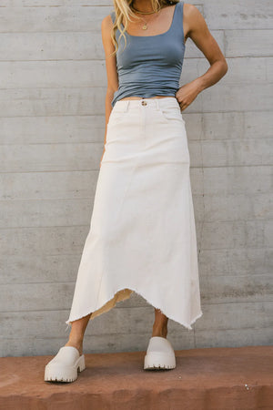Blythe Denim Skirt in Natural