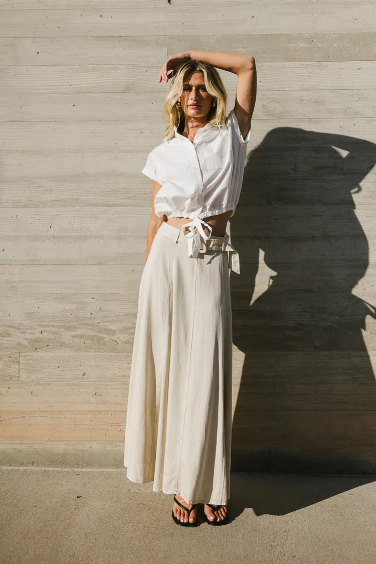 Belted maxi skirt in natural 