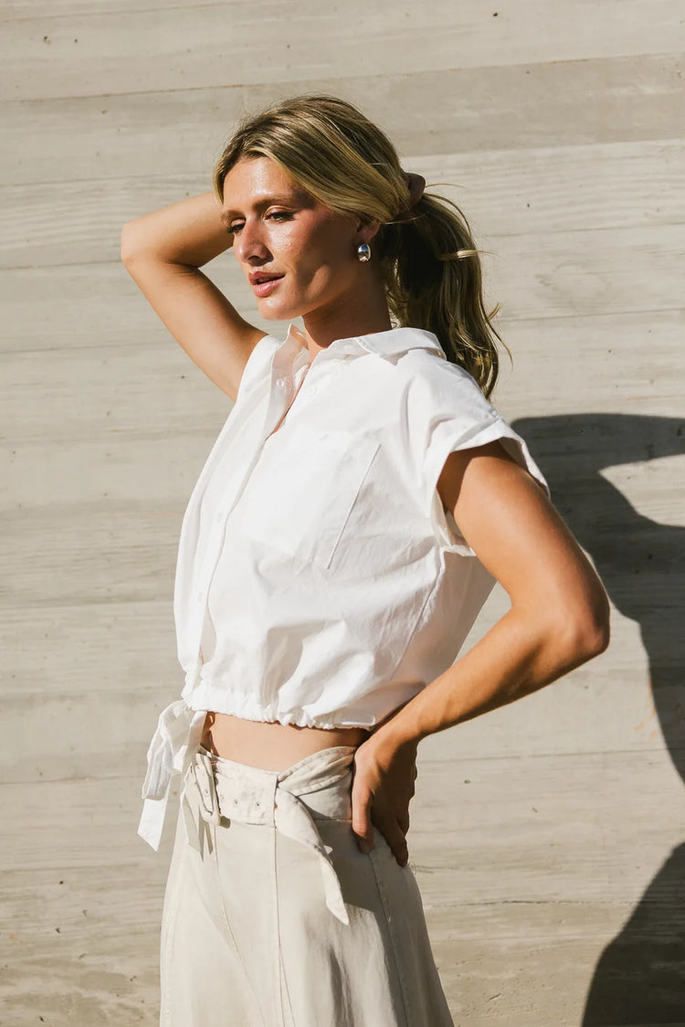 One side pocket top in white 