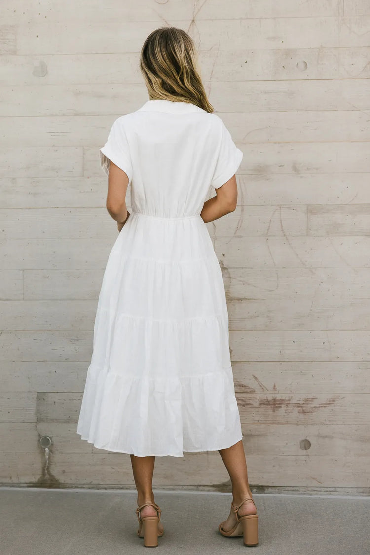 Elastic waist dress in white 