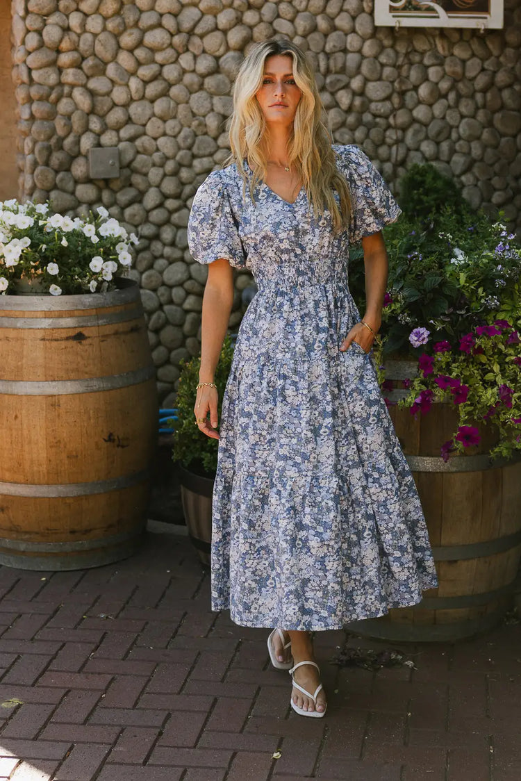 Tiered skirt maxi floral dress 