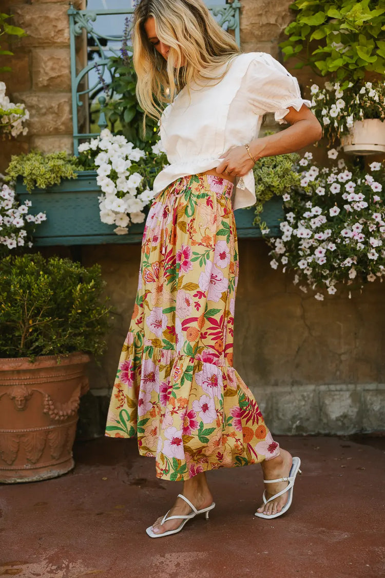 Woven floral skirt 