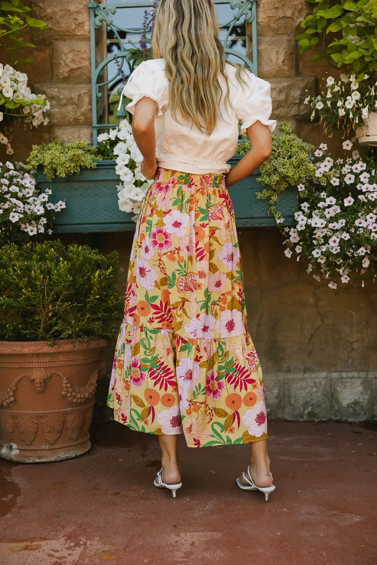 Elastic waist floral skirt 